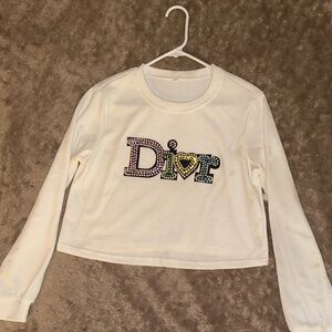 Dior Embellished Logo Crop Top Sweater